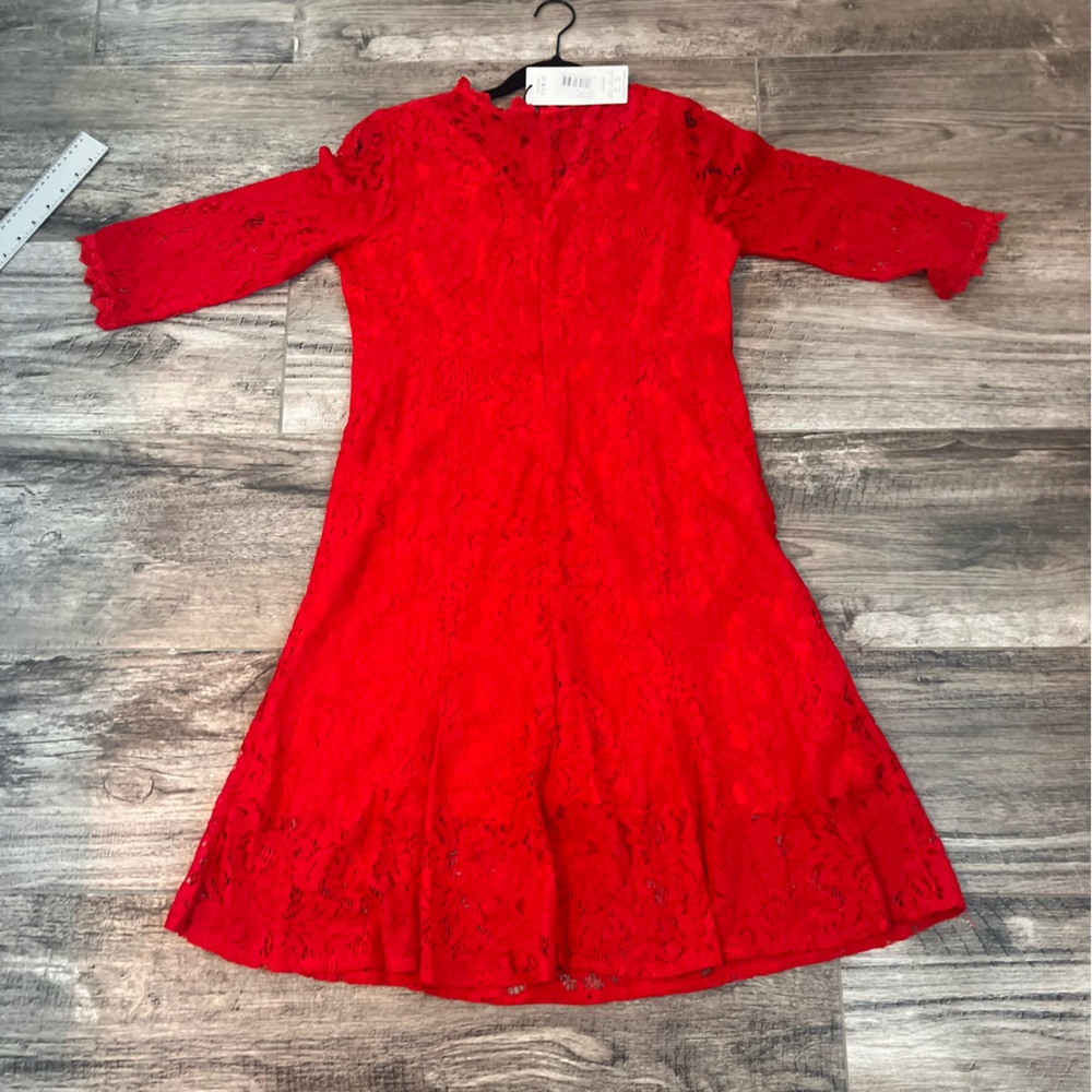 Kaimilan Dress NEW Lace Ruffle Mesh Apricot Floral Formal RED Sz 10-XL NWT #130